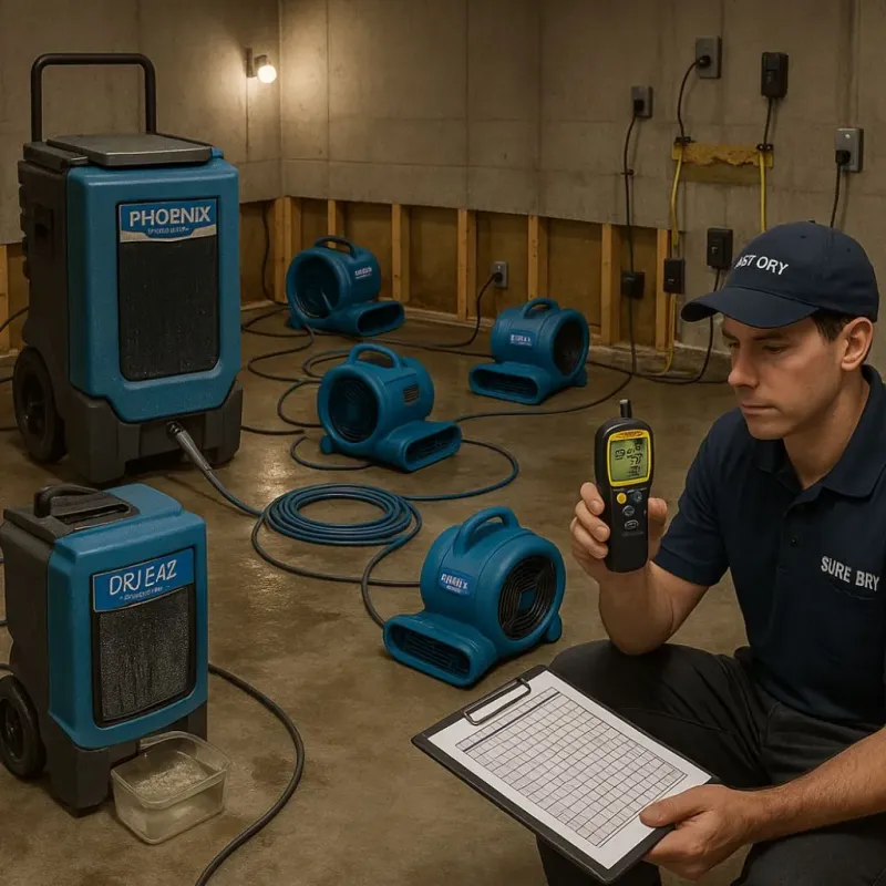 Structural Drying and Dehumidification process in Royston, GA